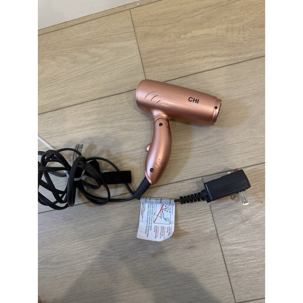 Chi Air Metallic Pink Ceramic Folding Mini Hair Dryer Travel Size